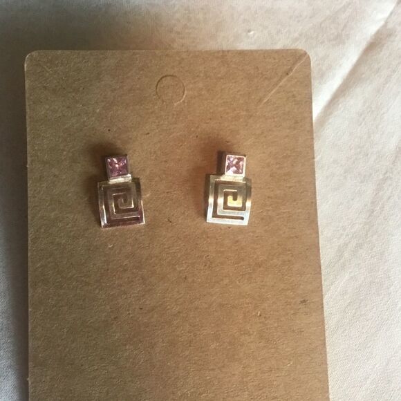 Sterling Silver Greek Key Earrings - Picture 1 of 9